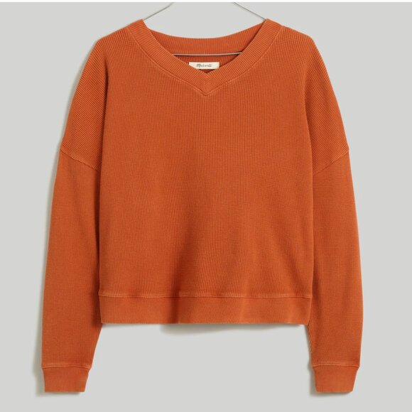 NWT Madewell XXS Waffle Knit Boxy Sweatshirt Tee - Picture 1 of 6